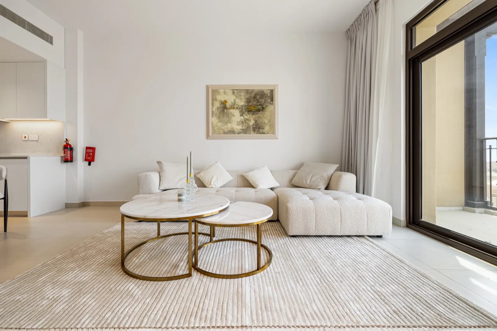 Living room with marina view
